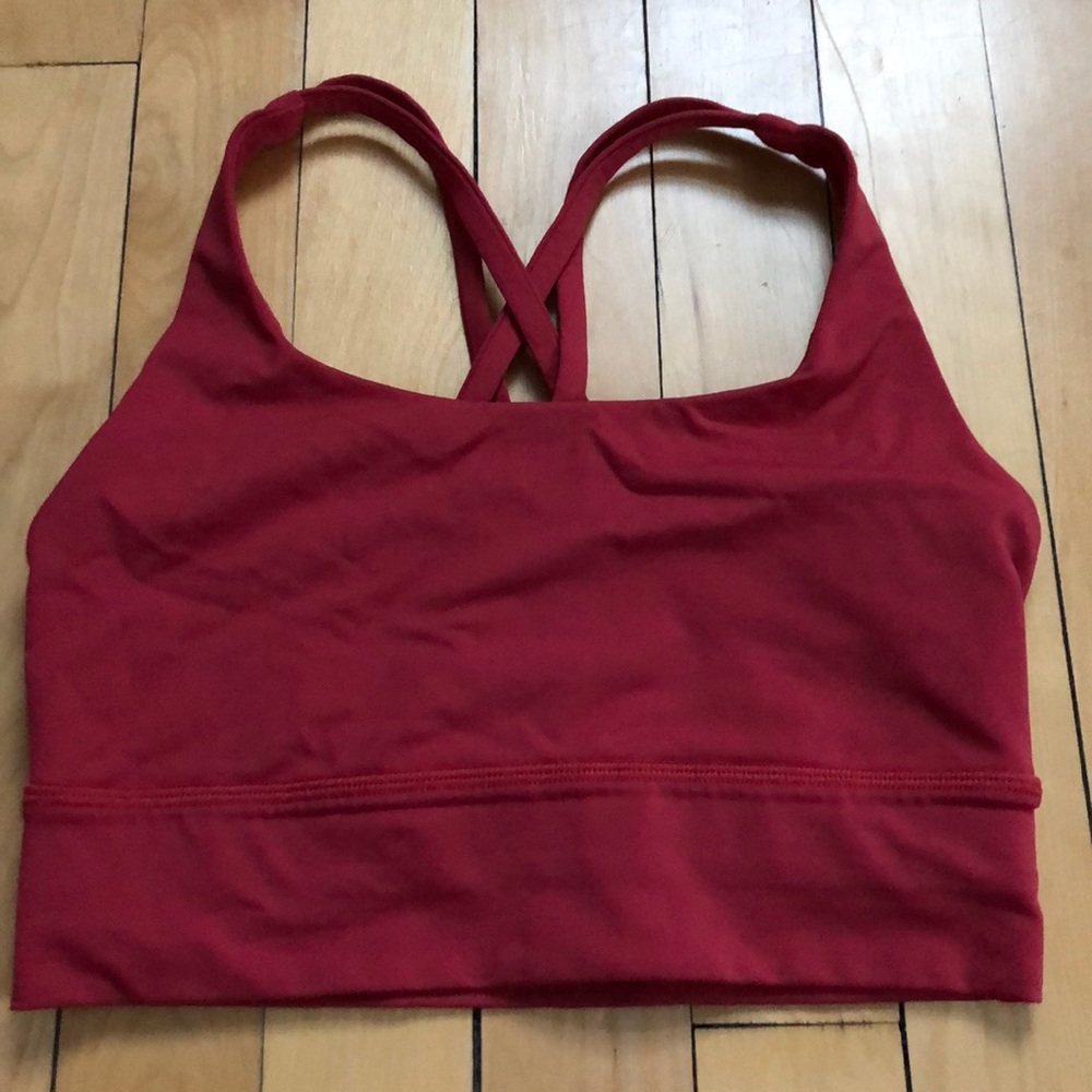Red Lululemon long line energy bra, size 4